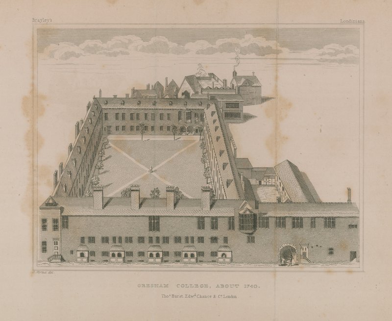 Luftaufnahme des Gresham College von George Vertue