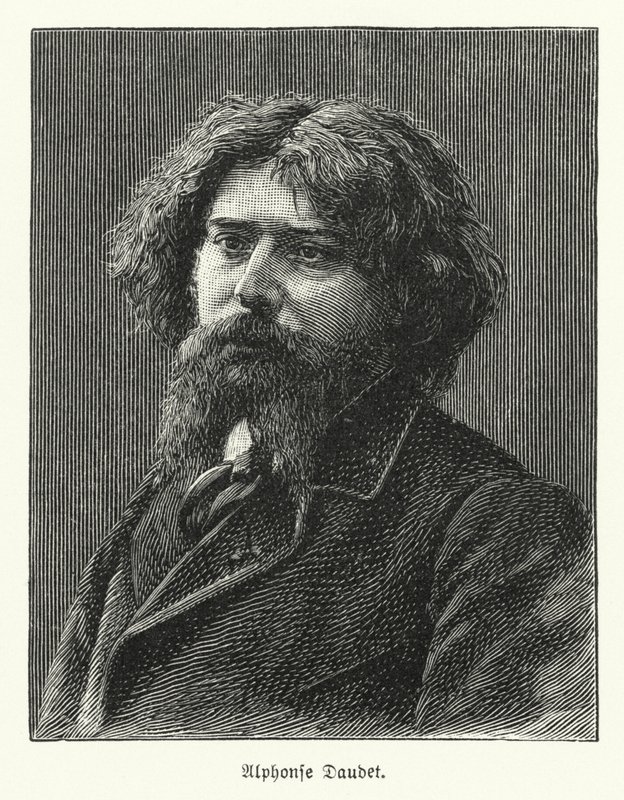 Alphonse Daudet, französischer Romancier (Lithographie) von German School