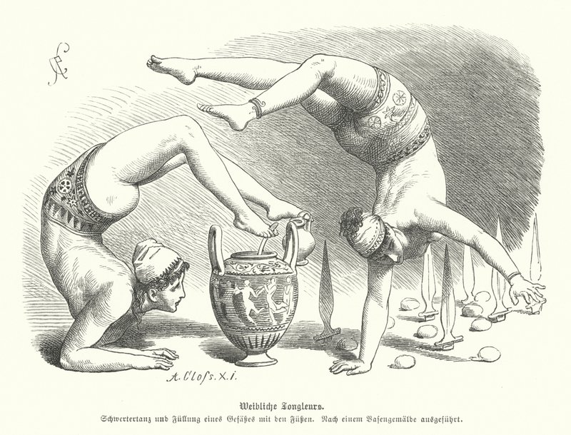 Antike griechische Akrobatinnen von German School