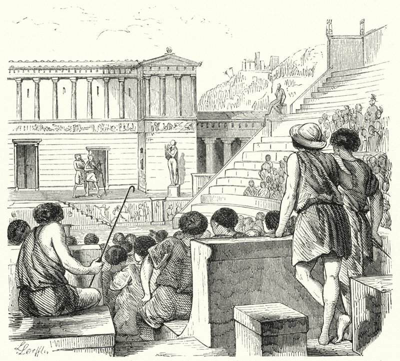 Antikes griechisches Theater (Stich) von German School