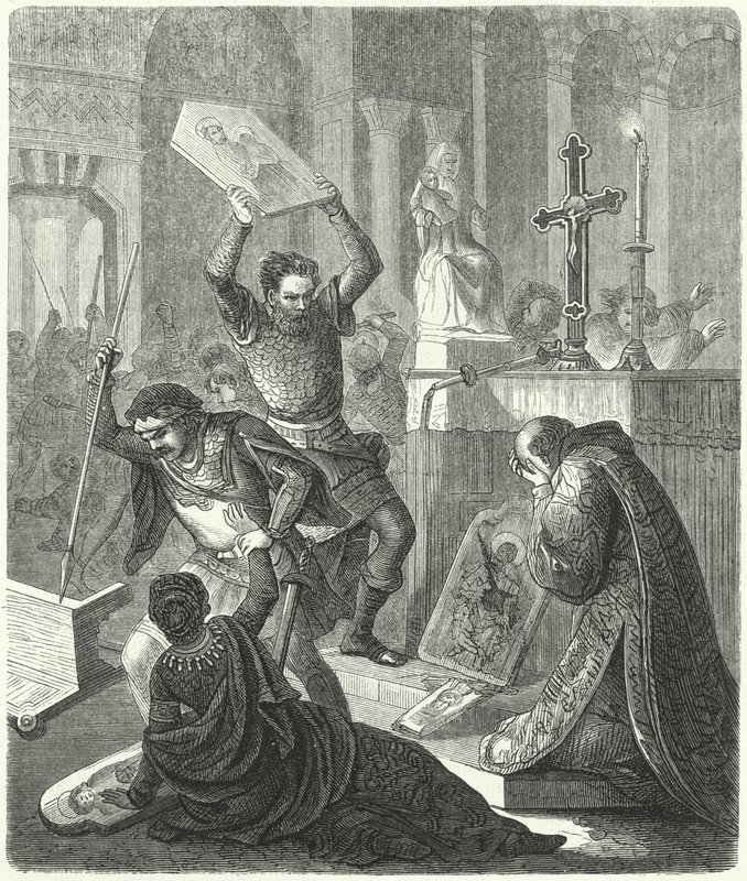 Byzantinischer Bildersturm, 8. Jahrhundert (Gravur) von German School