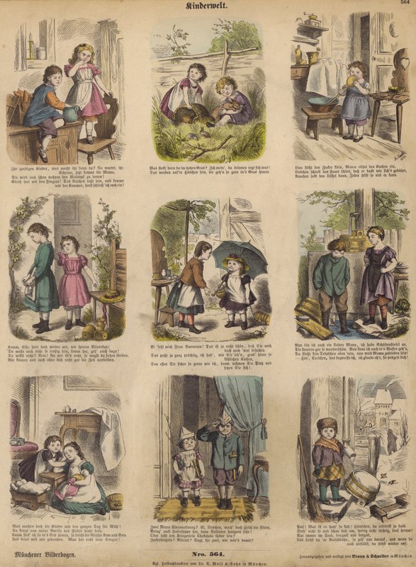 Kindheit (kolorierte Gravur) von German School