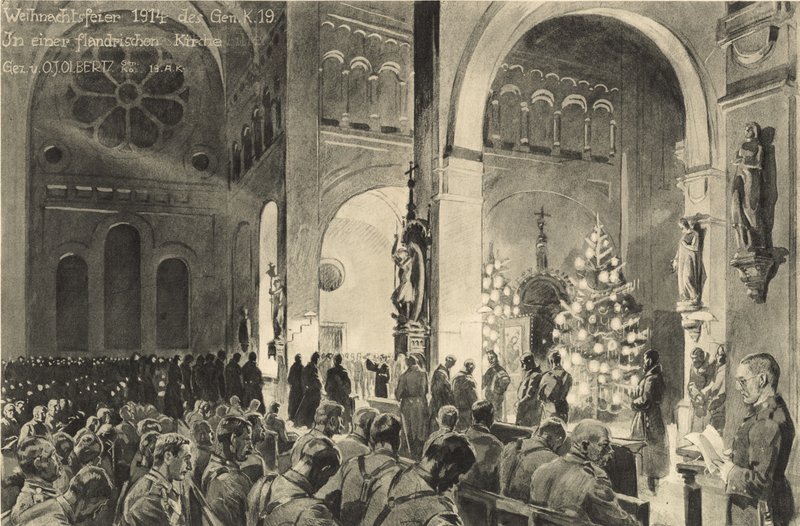 Weihnachtsfeiern in einer Kirche in Flandern von German School