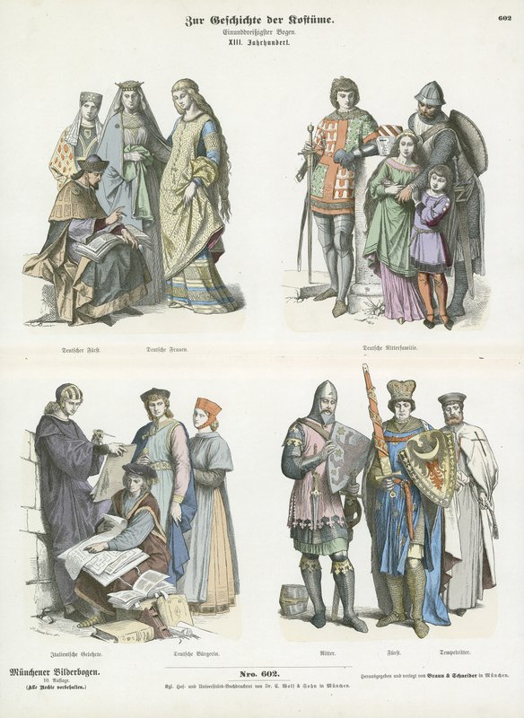 Kostüme des 13. Jahrhunderts von German School
