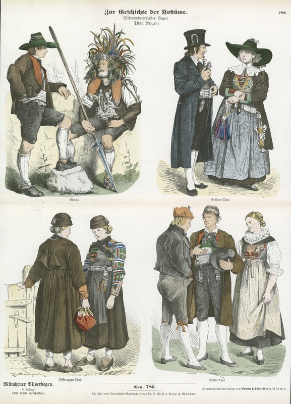 Kostüme aus Tirol, 19. Jahrhundert von German School