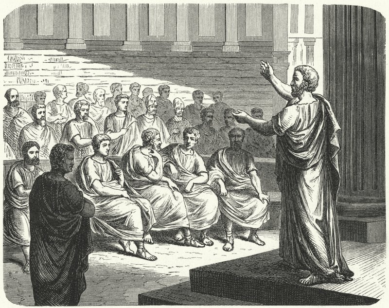 Demosthenes spricht gegen Philipp II. von Makedonien von German School