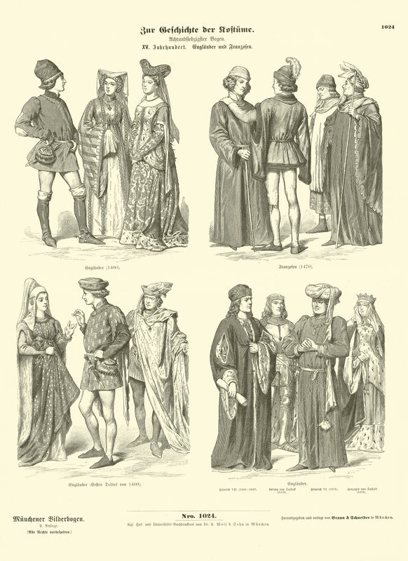 Englische und französische Kostüme, 15. Jahrhundert von German School