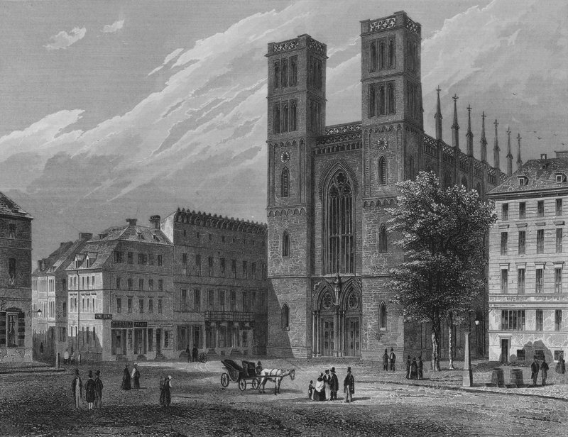 Friedrichswerdersche Kirche, Berlin (Stahlstich) von German School