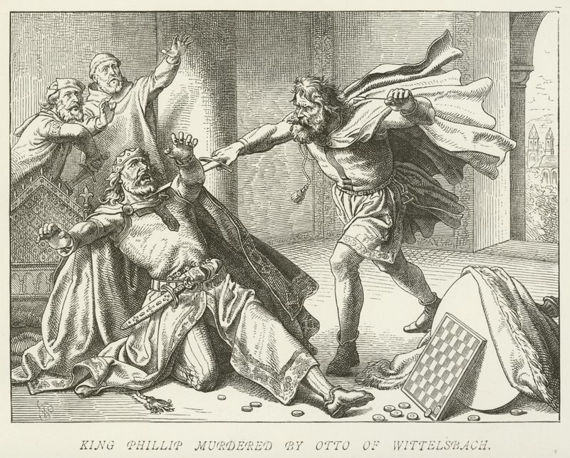 König Philipp ermordet von Otto von Wittelsbach von German School