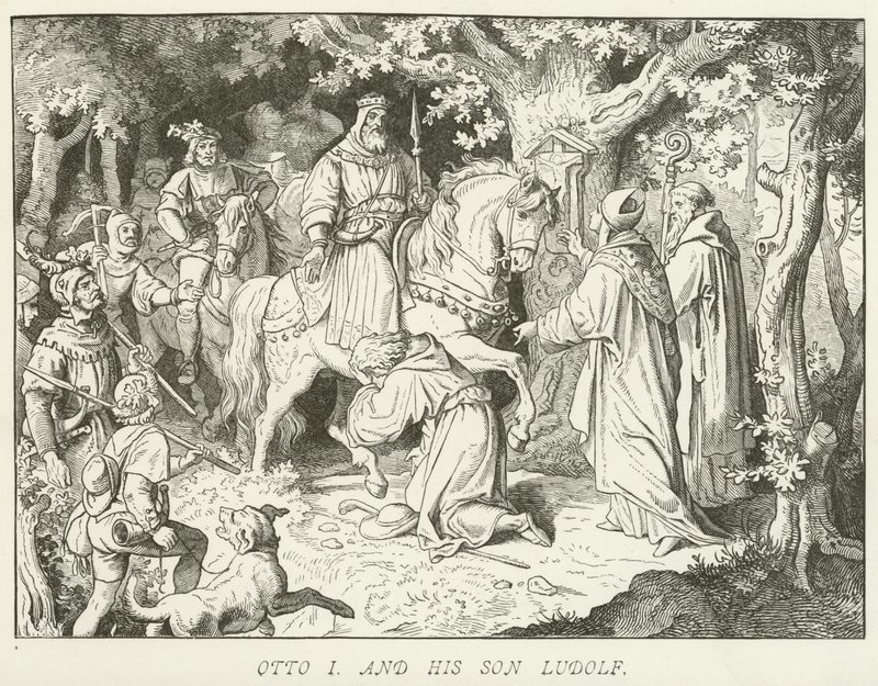 Otto I. und sein Sohn Ludolf von German School