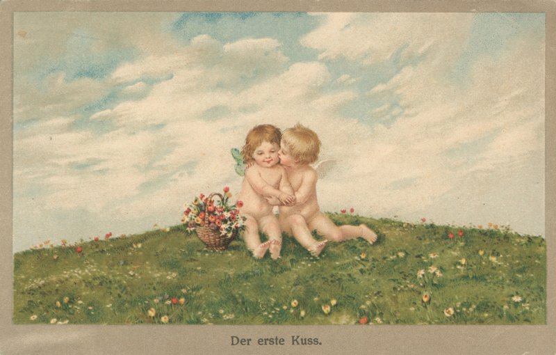 Putti küssen sich von German School