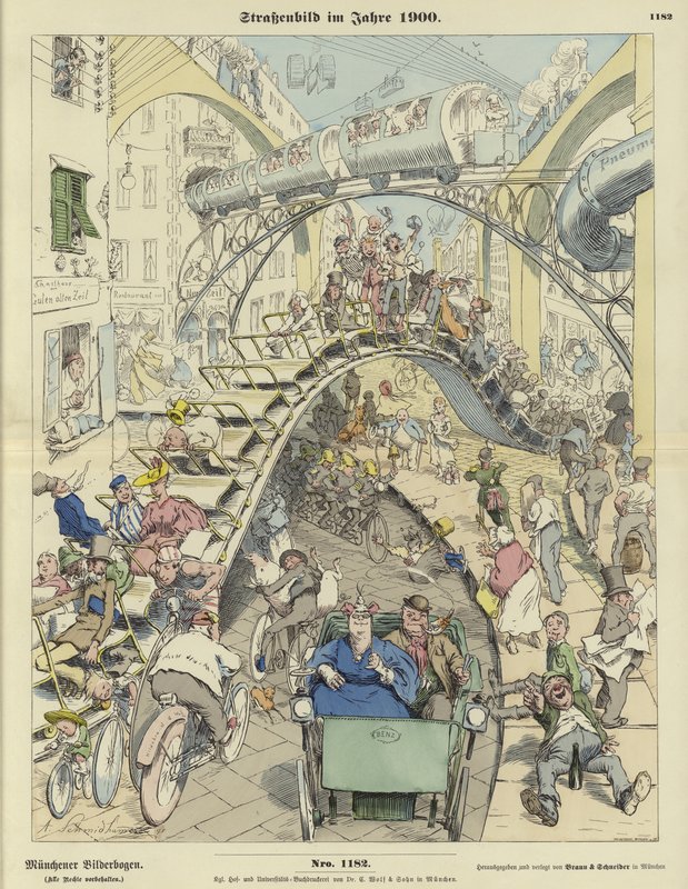 Straßenszene im Jahr 1900 von German School
