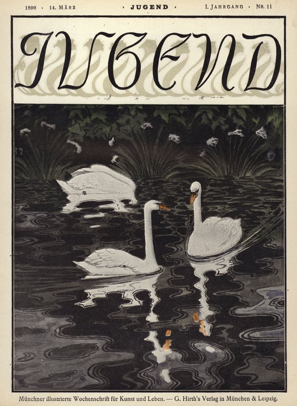Schwäne auf einem See von German School