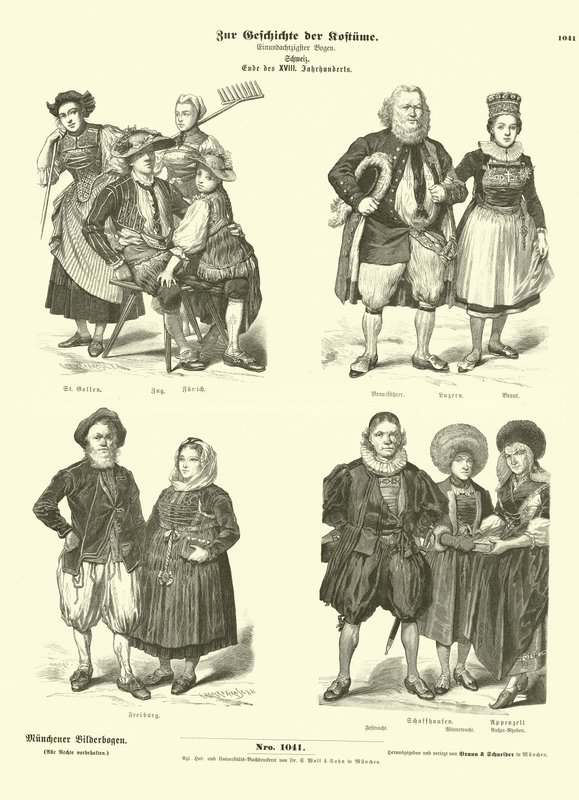 Schweizer Kostüme, spätes 18. Jahrhundert von German School