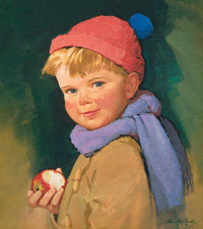 Junge isst Apfel von Gerritt Vandersyde