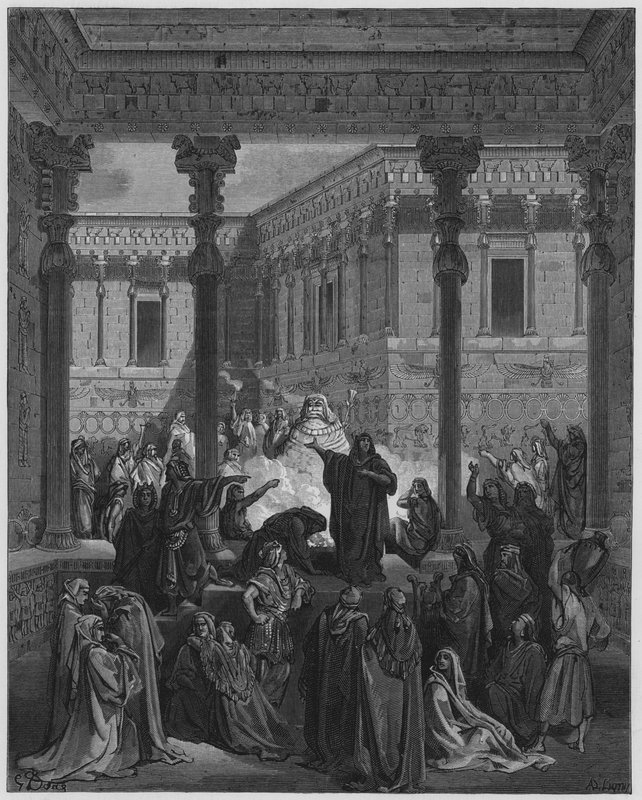 Daniel verwirrt die Priester von Bel von Gustave Dore