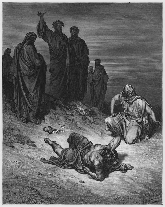 Tod des Ananias von Gustave Dore