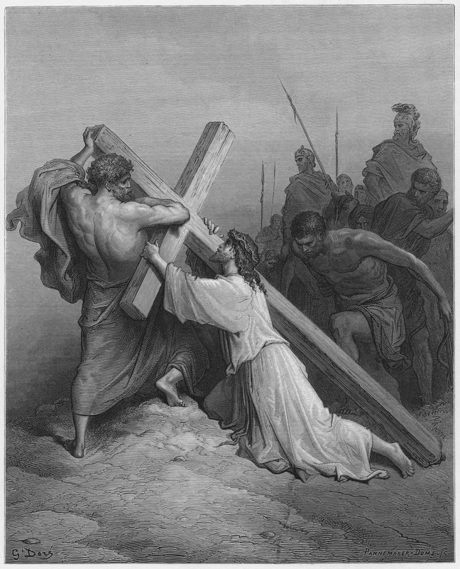 Jesus fällt unter dem Kreuz von Gustave Dore