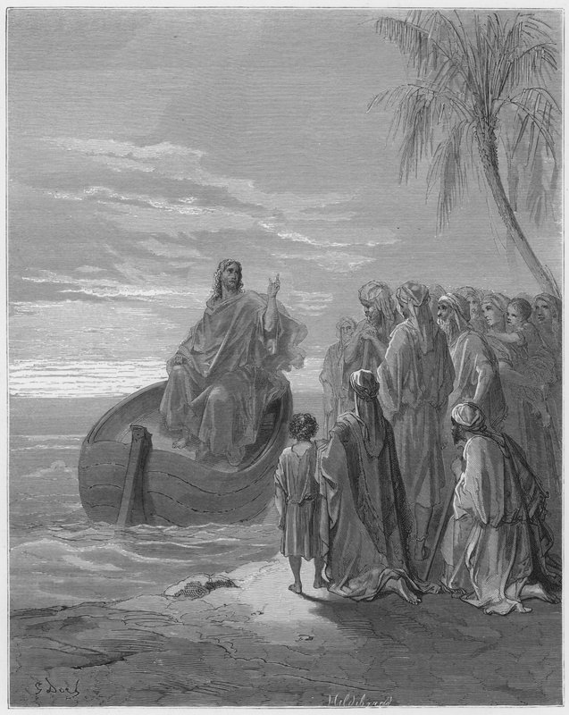 Jesus predigt am See Genezareth von Gustave Dore