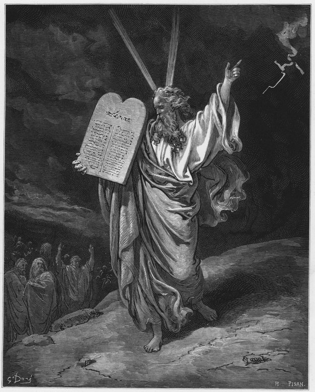 Moses kommt vom Berg Sinai herab von Gustave Dore