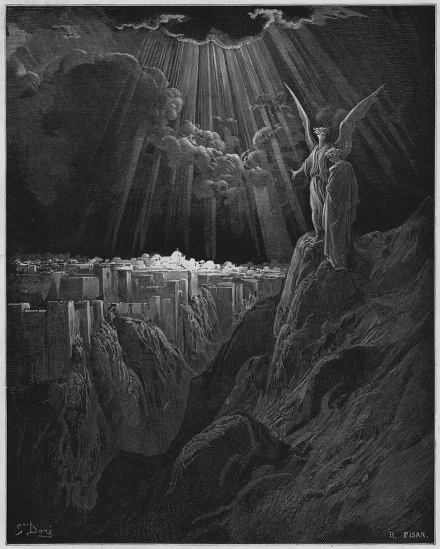 Der Engel zeigt Johannes das zerstörte Jerusalem von Gustave Dore