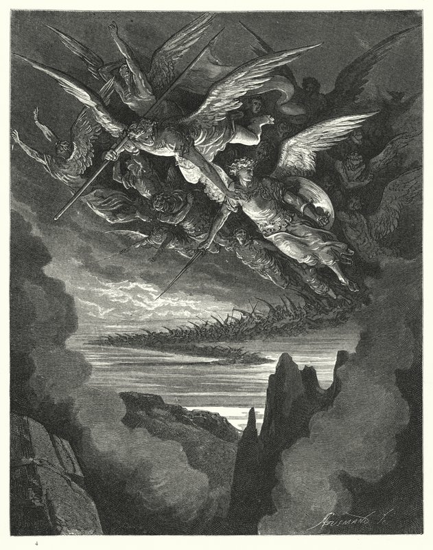Illustration von Gustave Doré für Miltons Paradise Lost, Buch I, Zeilen 344, 345 von Gustave Dore