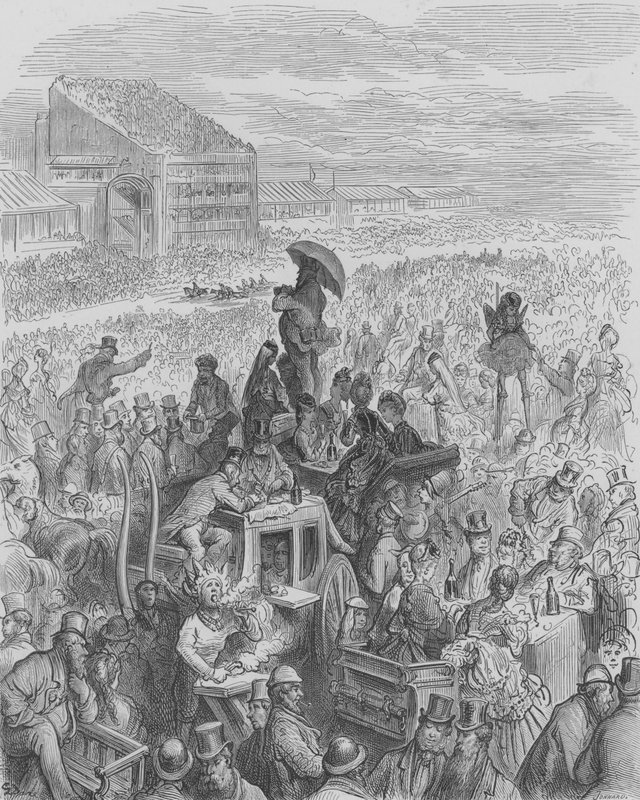 Beim Derby, Das Mittagessen in der Kutsche von Gustave after Dore
