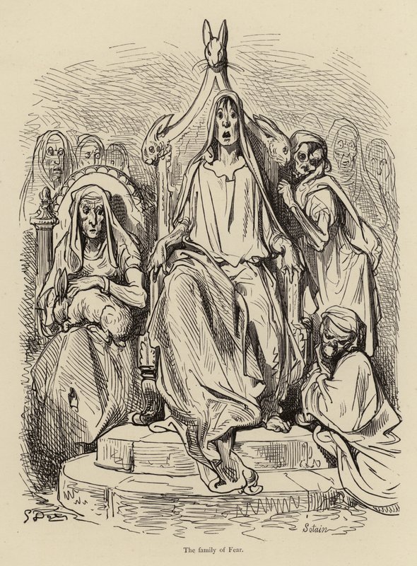 Die Familie der Angst von Gustave after Dore