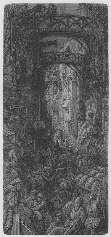 Eine belebte Straße von Gustave after Dore