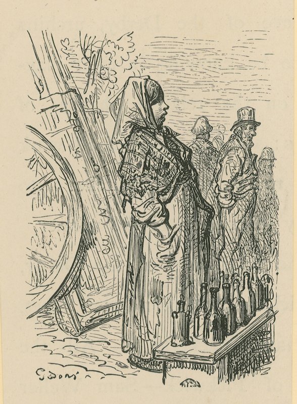 Eine Frau verkauft Glasflaschen von Gustave Dore