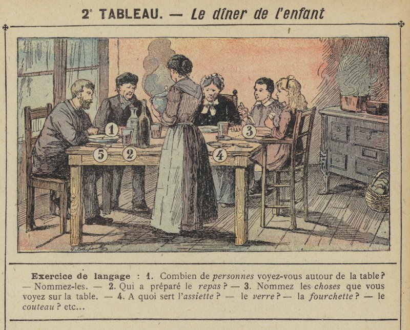 Das Abendessen des Kindes (Farblithografie) von Gustave Fraipont