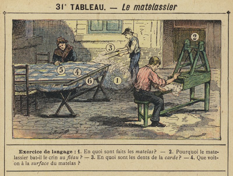 Der Matratzenmacher (Farblithografie) von Gustave Fraipont