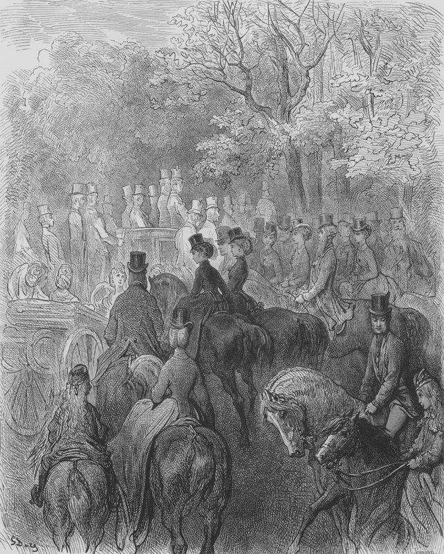 Hyde-Park, Reiterkutschen von Gustave after Dore
