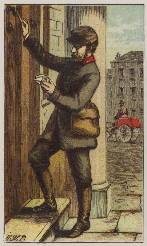 Postbote (farbige Lithografie) von H.W. (after) Petherick