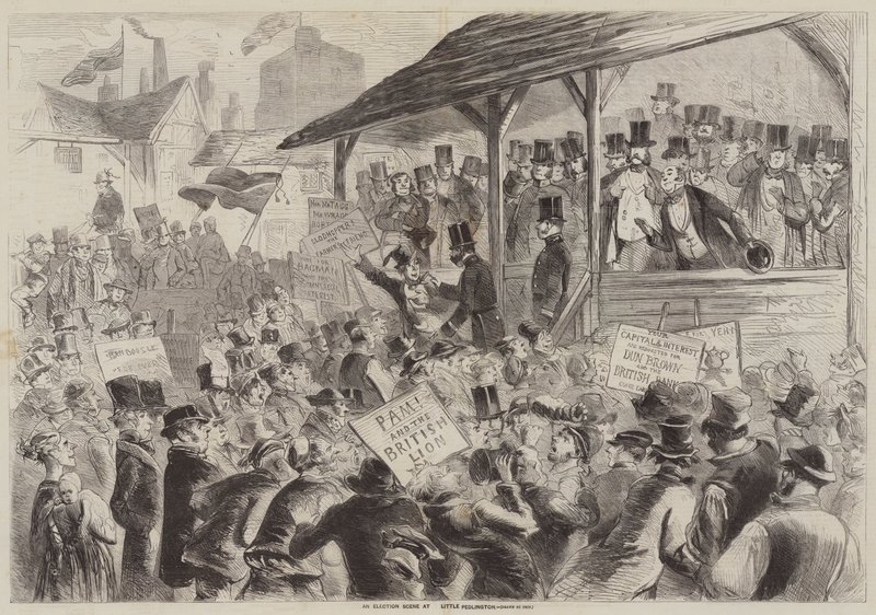 Eine Wahlszene in Little Pedlington von Hablot Knight Browne