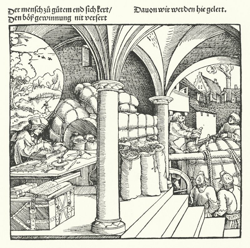 Der vorsichtige Kaufmann von Hans (after) Burgkmair