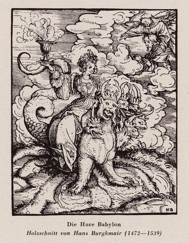 Die Hure Babylon (Holzschnitt) von Hans (after) Burgkmair
