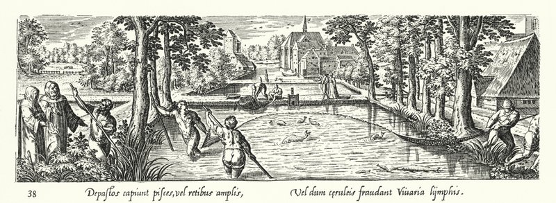 Fische fangen in einem Teich von Hans after Bol