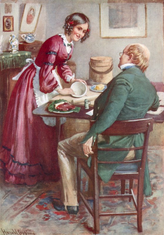 Ruth Pinch macht einen Pudding von Harold Copping