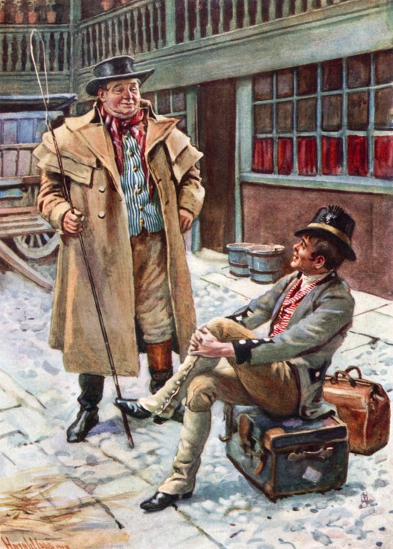 Sam Weller und sein Vater (Farblithografie) von Harold Copping