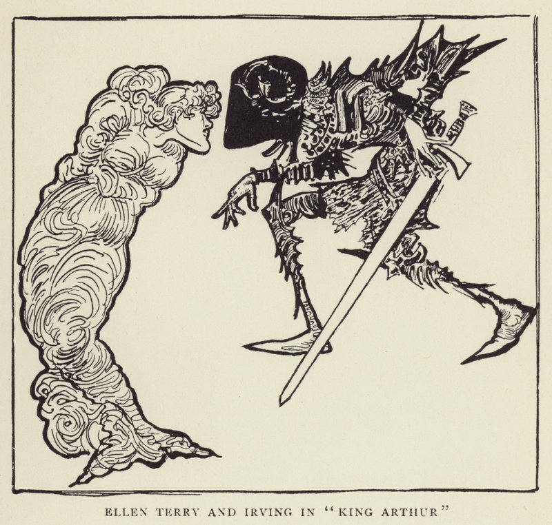 Ellen Terry und Irving in König Arthur von Harry Furniss