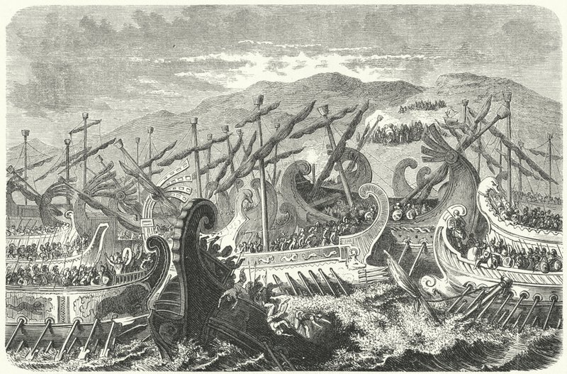 Schlacht von Salamis, 480 v. Chr. (Gravur) von Heinrich Leutemann