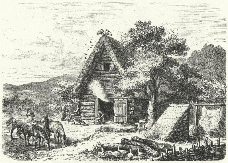 Altes deutsches Bauernhaus (Stich) von Heinrich Leutemann