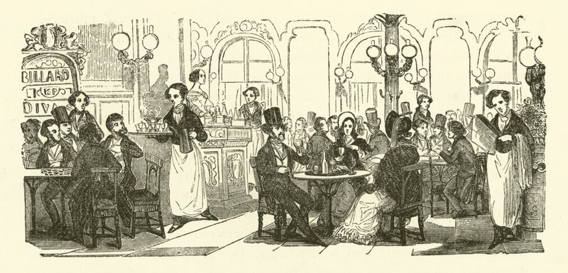 Der Kellner im Kaffeehaus (Stich) von Henri Bonaventure (after) Monnier
