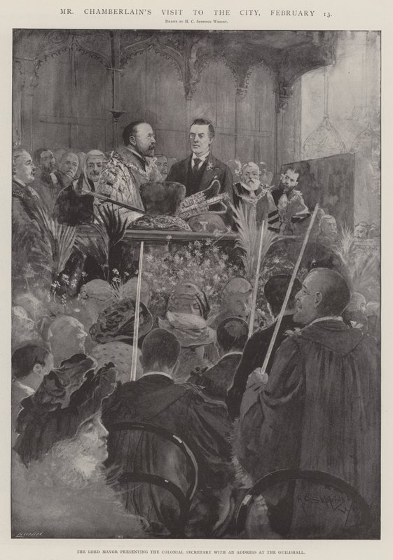 Herr Chamberlains Besuch in der Stadt, 13. Februar von Henry Charles Seppings Wright