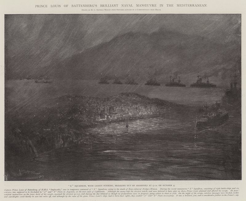 Prinz Louis von Battenbergs brillantes Seemanöver im Mittelmeer von Henry Charles Seppings Wright