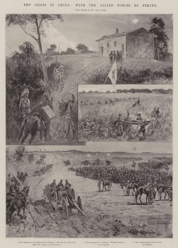 Die Krise in China, mit den alliierten Streitkräften nach Peking von Henry Charles Seppings Wright