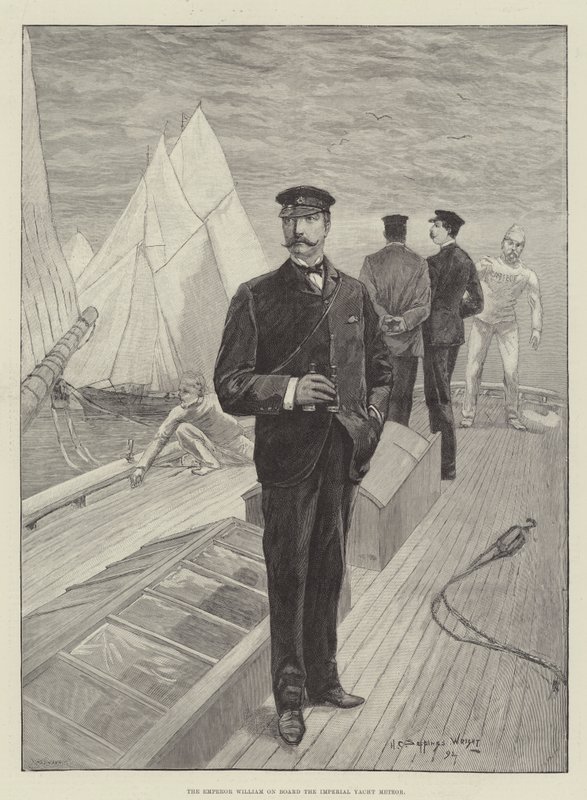 Der Kaiser Wilhelm an Bord der kaiserlichen Yacht Meteor von Henry Charles Seppings Wright