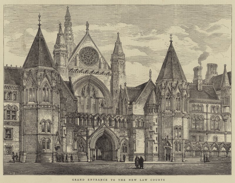 Großer Eingang zu den neuen Gerichtsgebäuden von Henry William Brewer