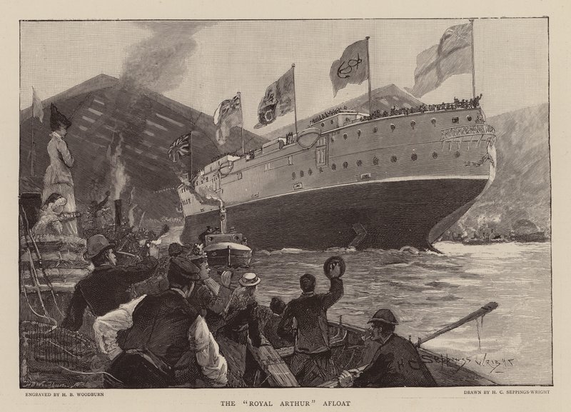 HMS Royal Arthur schwimmend von Henry Charles Seppings Wright